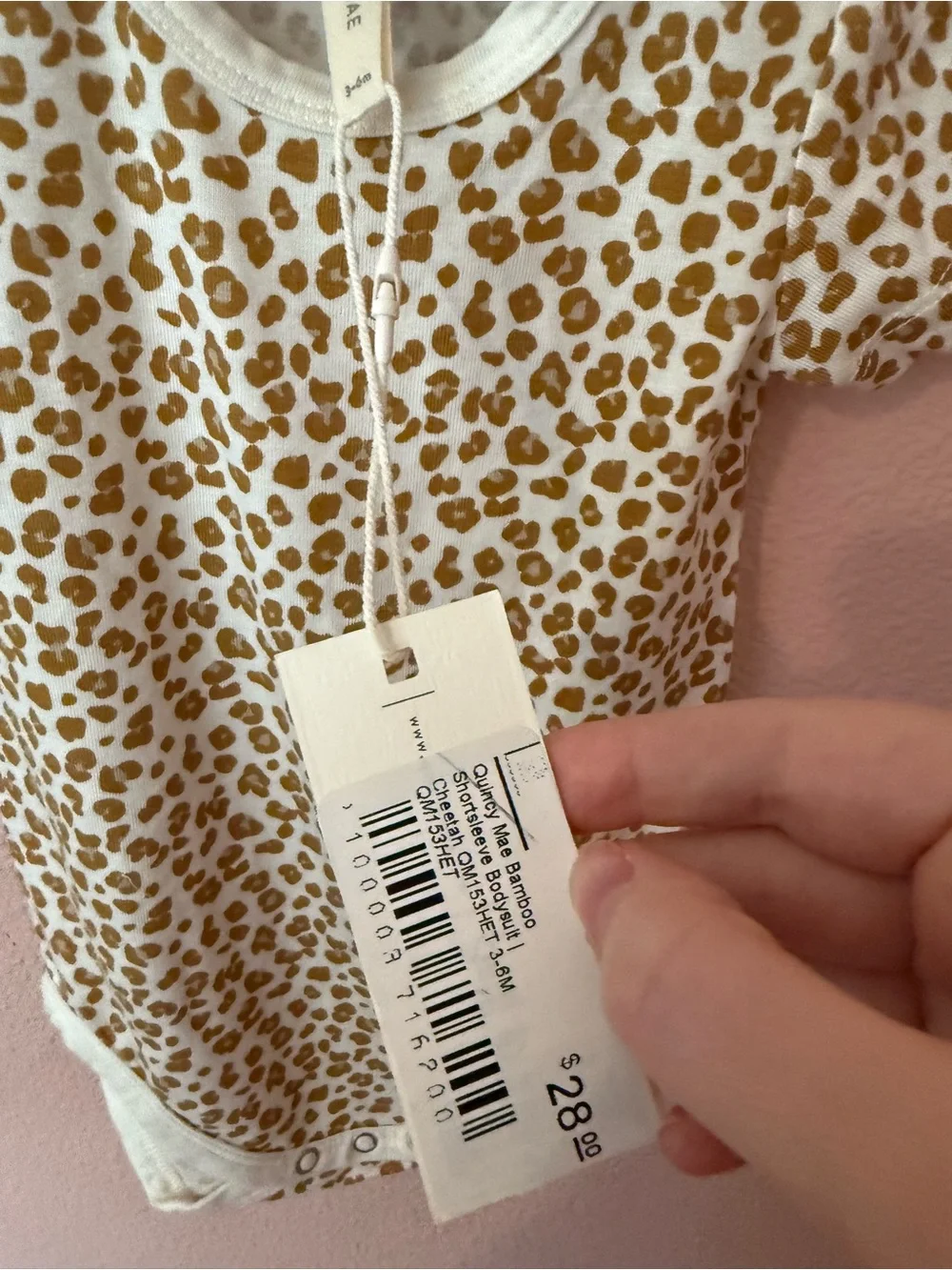NWT Bamboo Quincy Mae Leopard Print Short Sleeve Baby Onesie